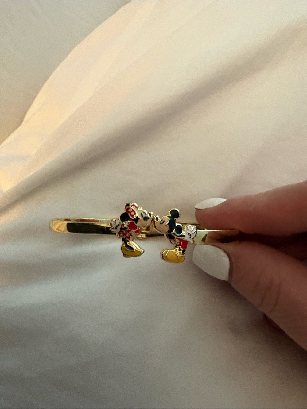 BaubleBar Gold-Tone Mickey & Minnie Enamel Bangle - Red, Black, Yellow